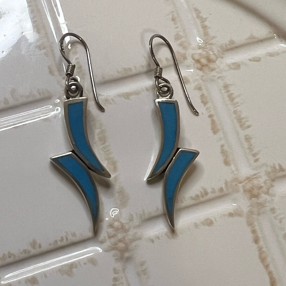 Silver and Blue Dangle Earrings